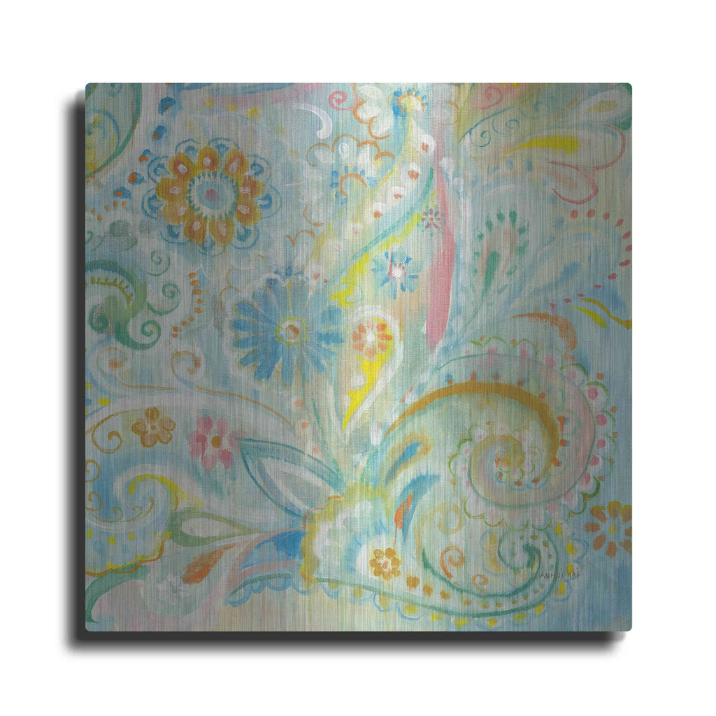 Luxe Metal Art 'Spring Dream Paisley XIII' by Danhui Nai, Metal Wall Art