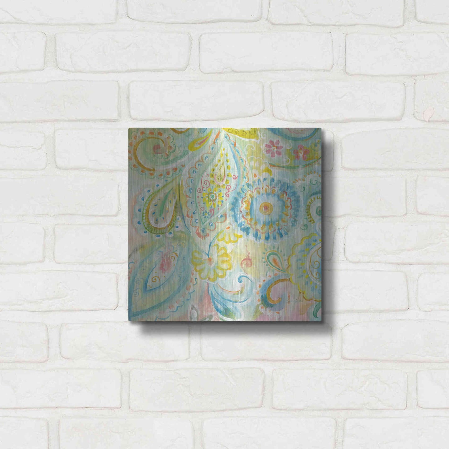 Luxe Metal Art 'Spring Dream Paisley XII' by Danhui Nai, Metal Wall Art,12x12
