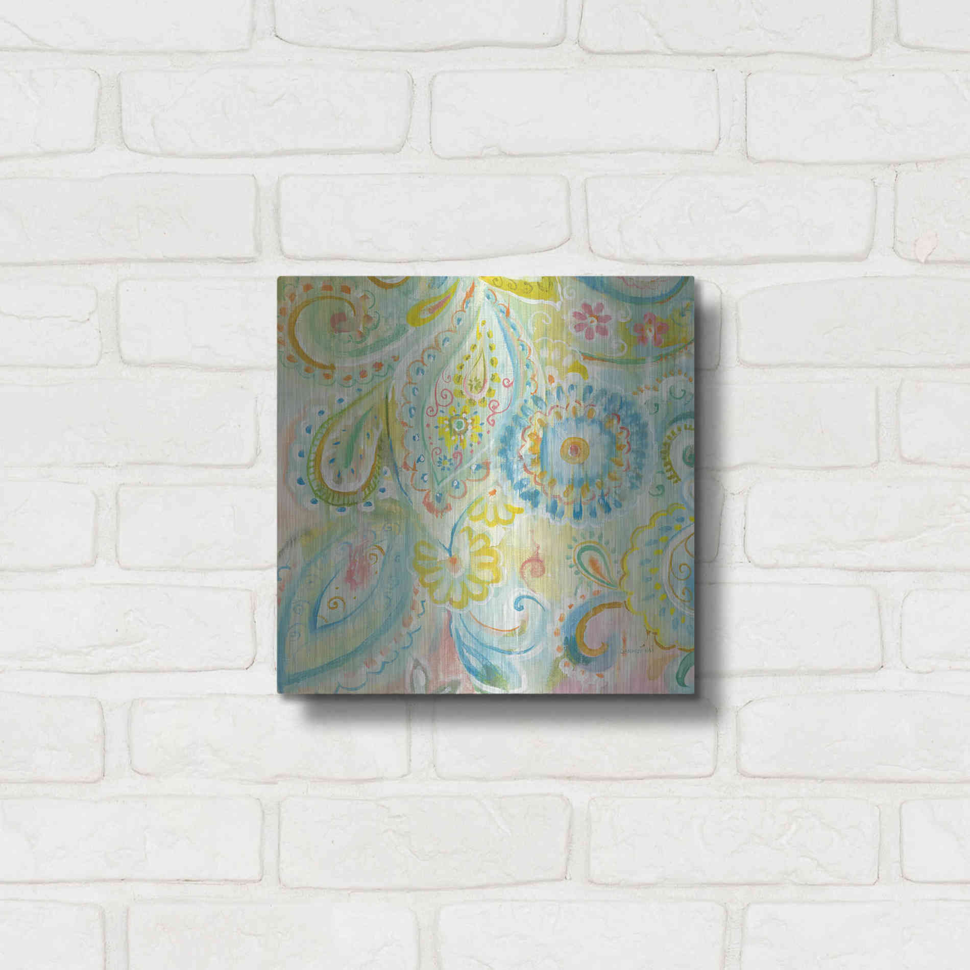 Luxe Metal Art 'Spring Dream Paisley XII' by Danhui Nai, Metal Wall Art,12x12