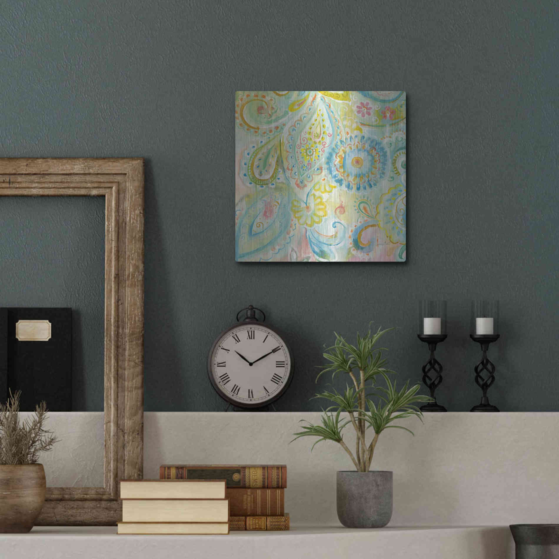 Luxe Metal Art 'Spring Dream Paisley XII' by Danhui Nai, Metal Wall Art,12x12