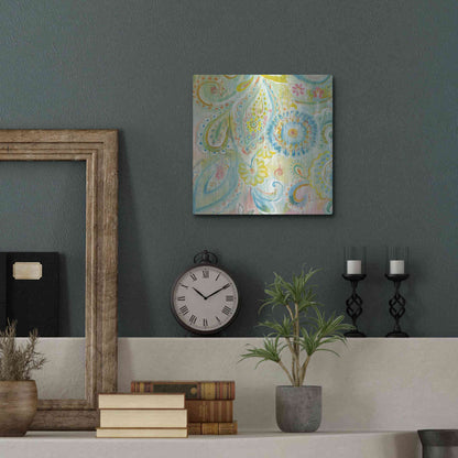 Luxe Metal Art 'Spring Dream Paisley XII' by Danhui Nai, Metal Wall Art,12x12