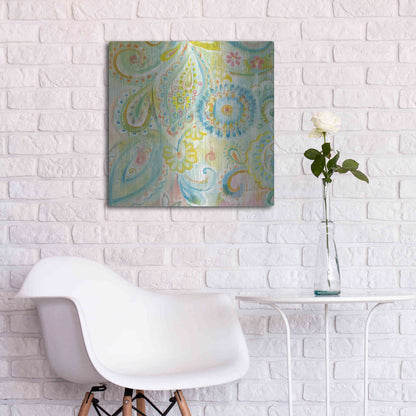 Luxe Metal Art 'Spring Dream Paisley XII' by Danhui Nai, Metal Wall Art,24x24
