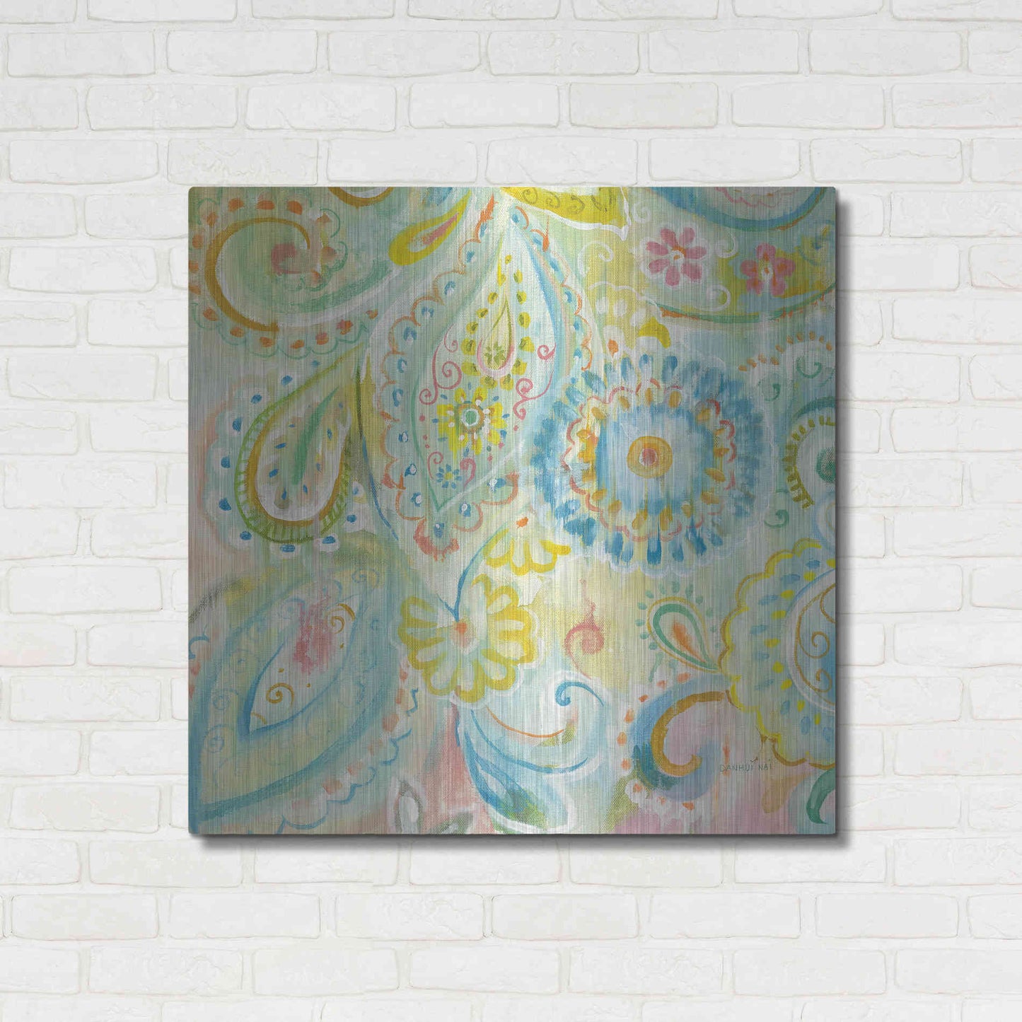 Luxe Metal Art 'Spring Dream Paisley XII' by Danhui Nai, Metal Wall Art,36x36