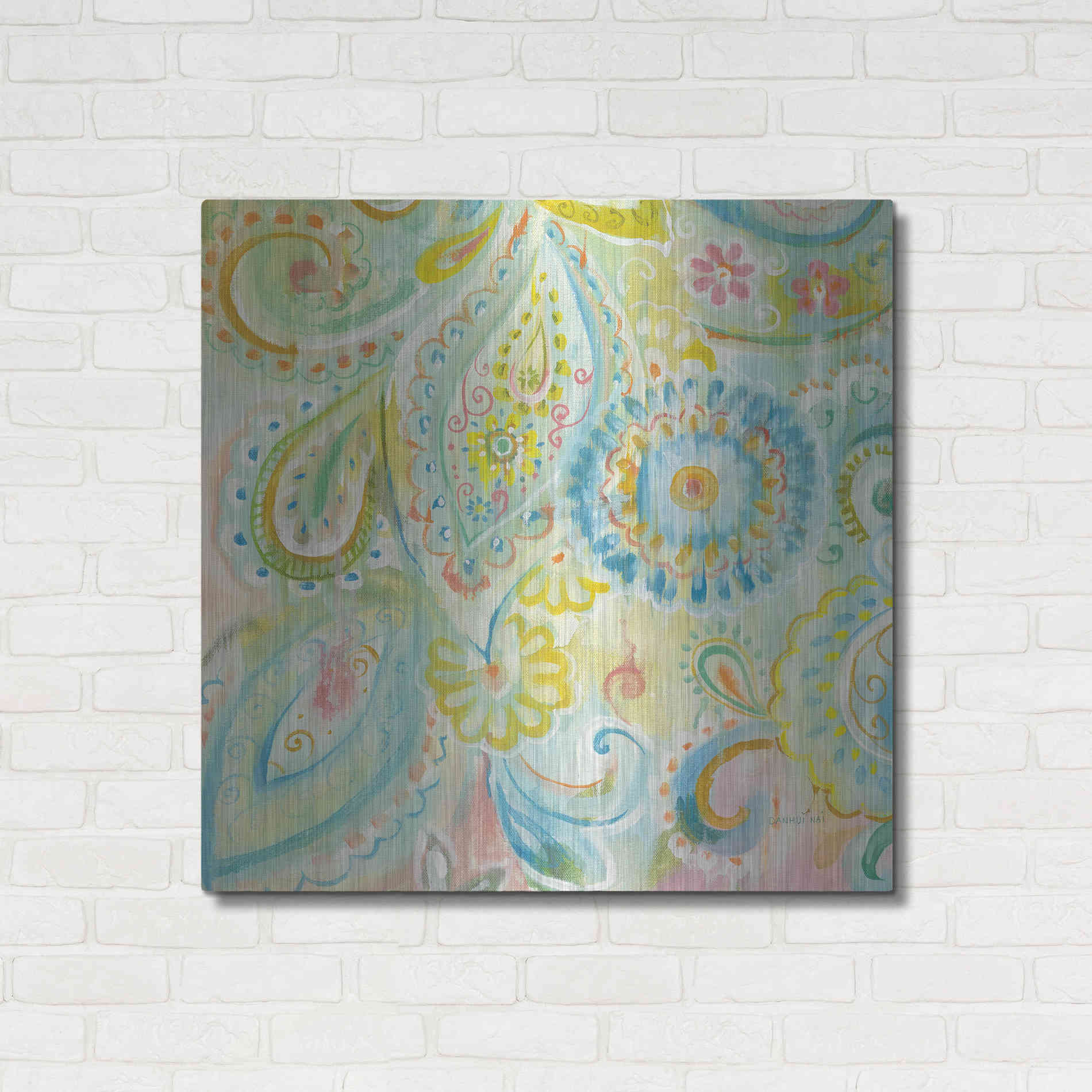 Luxe Metal Art 'Spring Dream Paisley XII' by Danhui Nai, Metal Wall Art,36x36