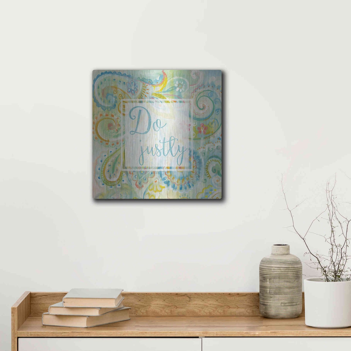 Luxe Metal Art 'Spring Dream Paisley II Pink Sentiment' by Danhui Nai, Metal Wall Art,12x12