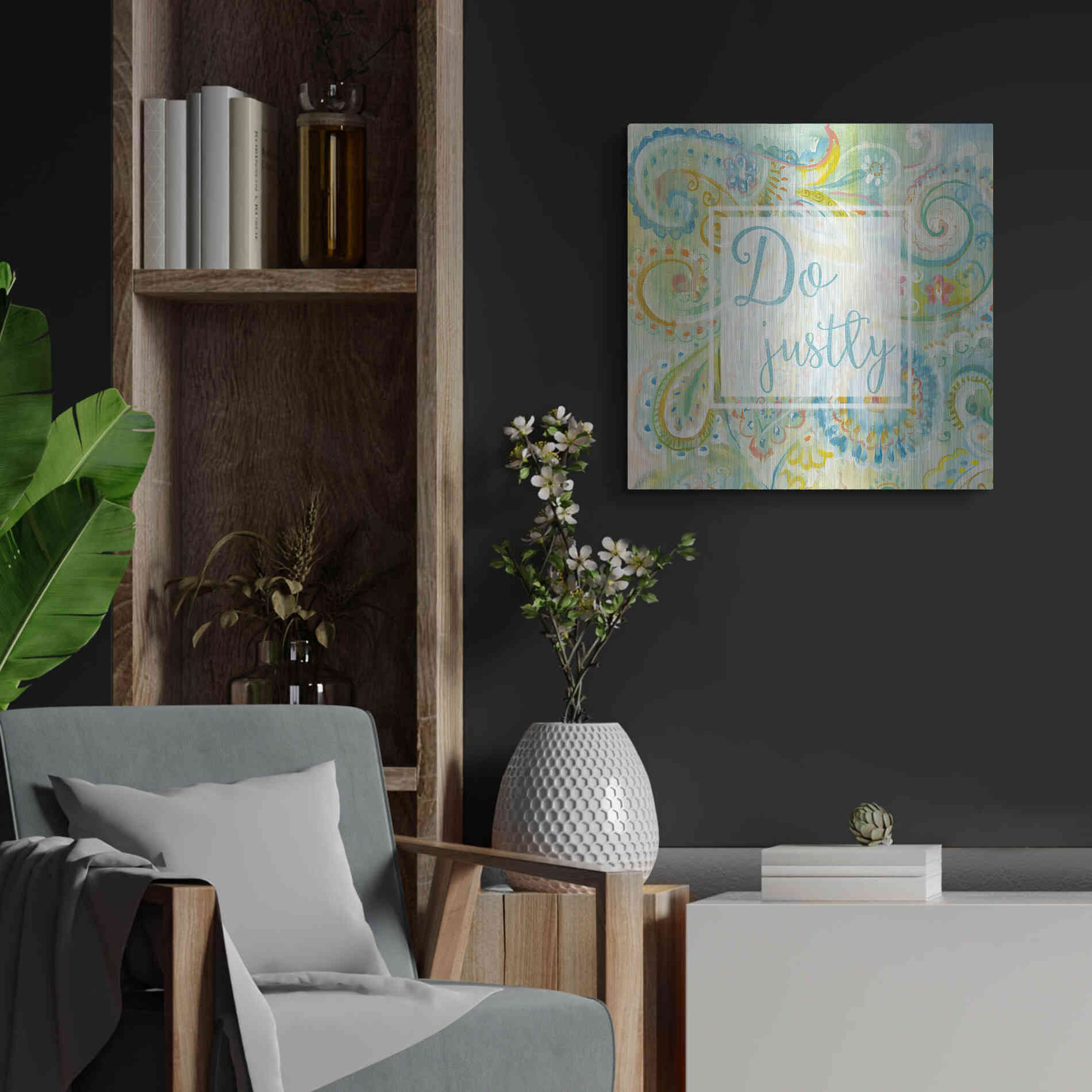 Luxe Metal Art 'Spring Dream Paisley II Pink Sentiment' by Danhui Nai, Metal Wall Art,24x24