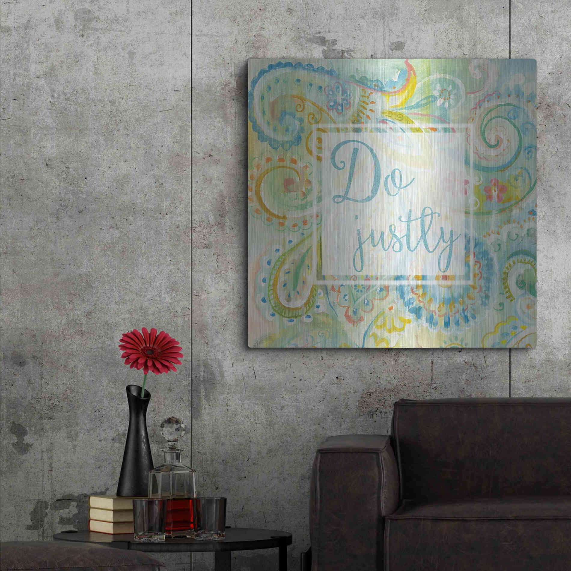 Luxe Metal Art 'Spring Dream Paisley II Pink Sentiment' by Danhui Nai, Metal Wall Art,36x36