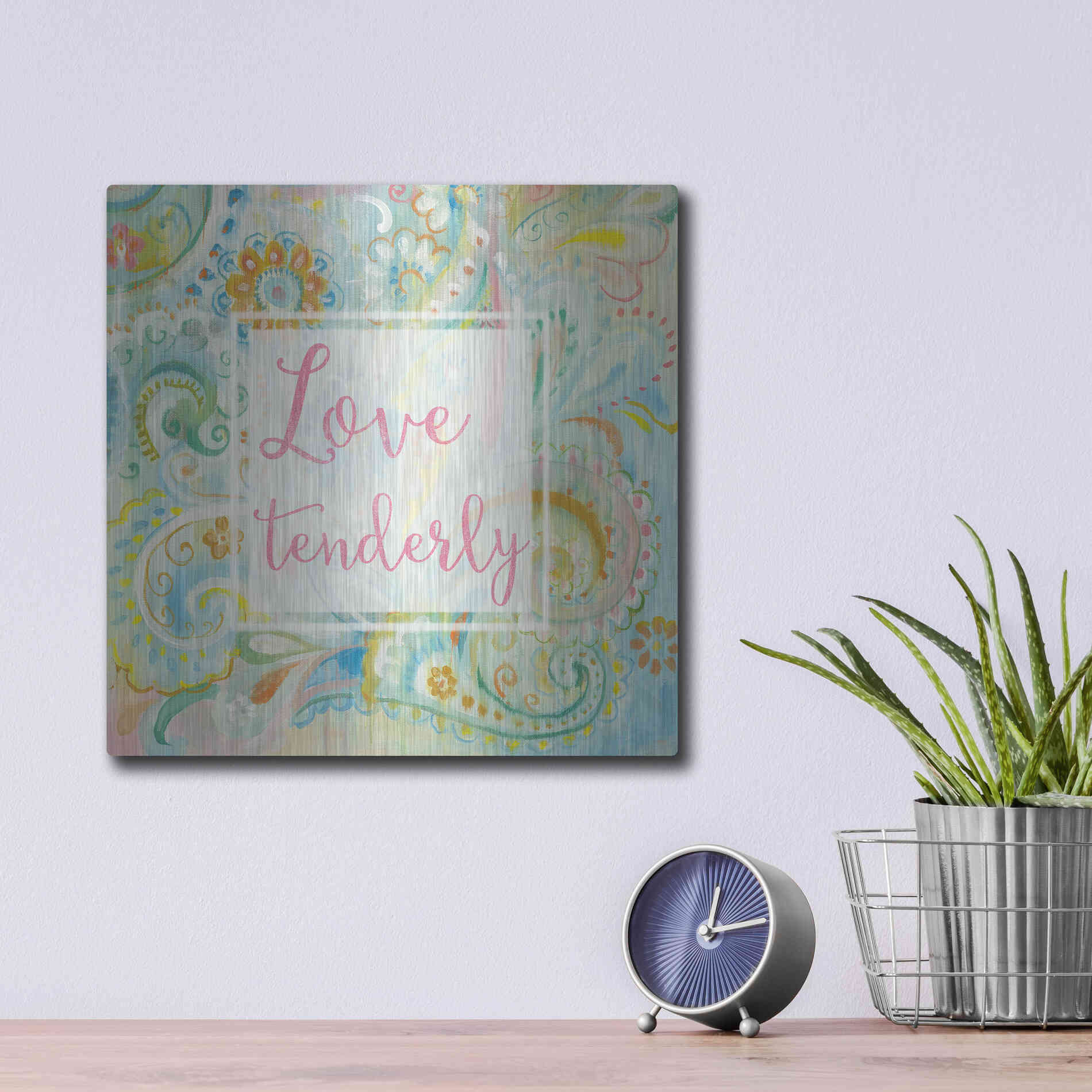 Luxe Metal Art 'Spring Dream Paisley III Pink Sentiment' by Danhui Nai, Metal Wall Art,12x12