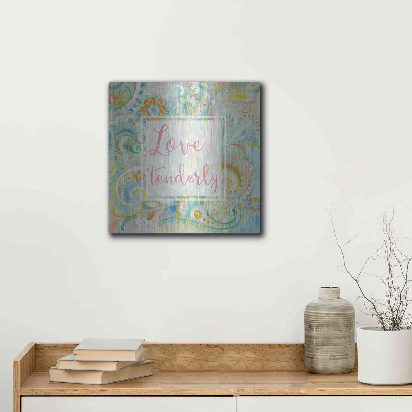 Luxe Metal Art 'Spring Dream Paisley III Pink Sentiment' by Danhui Nai, Metal Wall Art,12x12