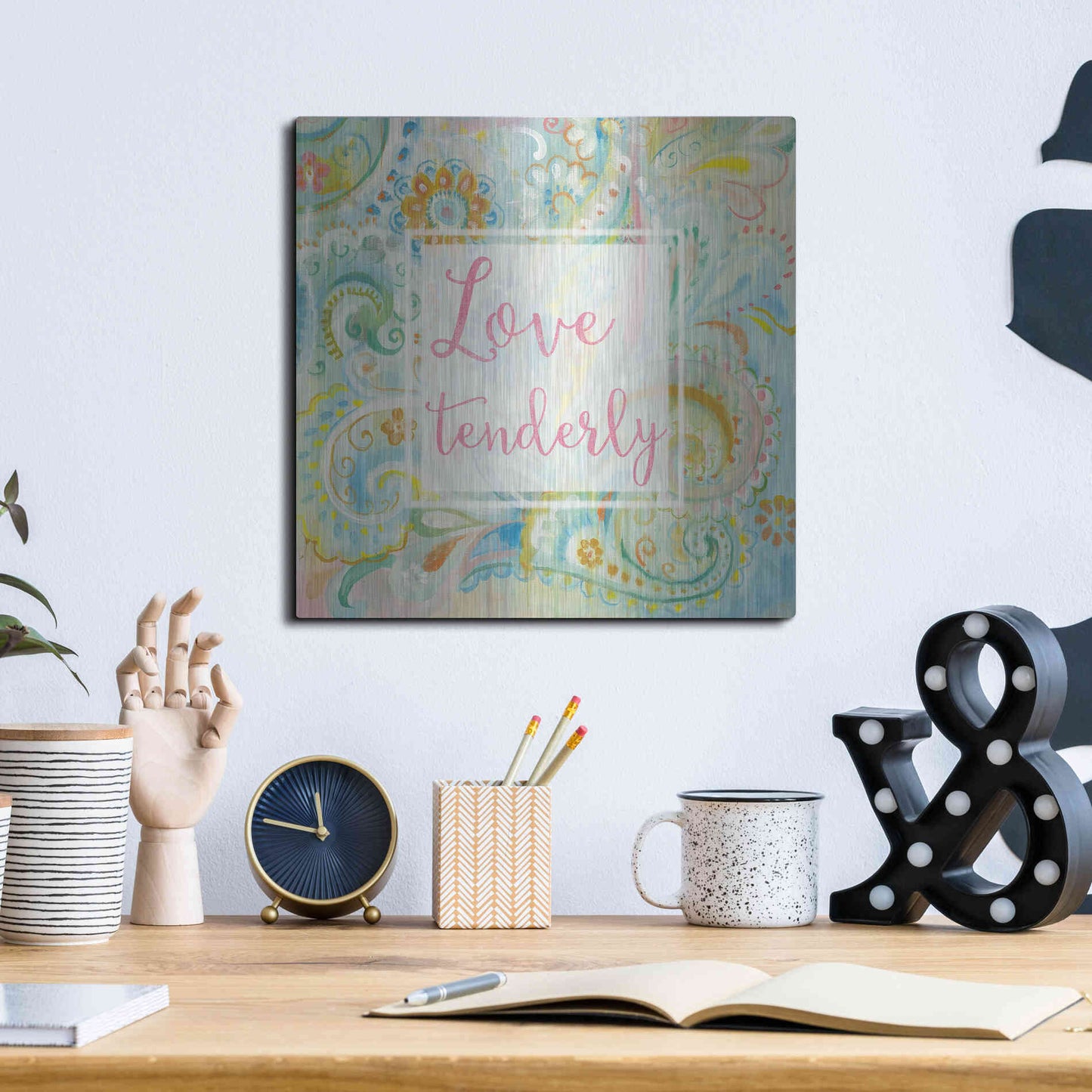 Luxe Metal Art 'Spring Dream Paisley III Pink Sentiment' by Danhui Nai, Metal Wall Art,12x12