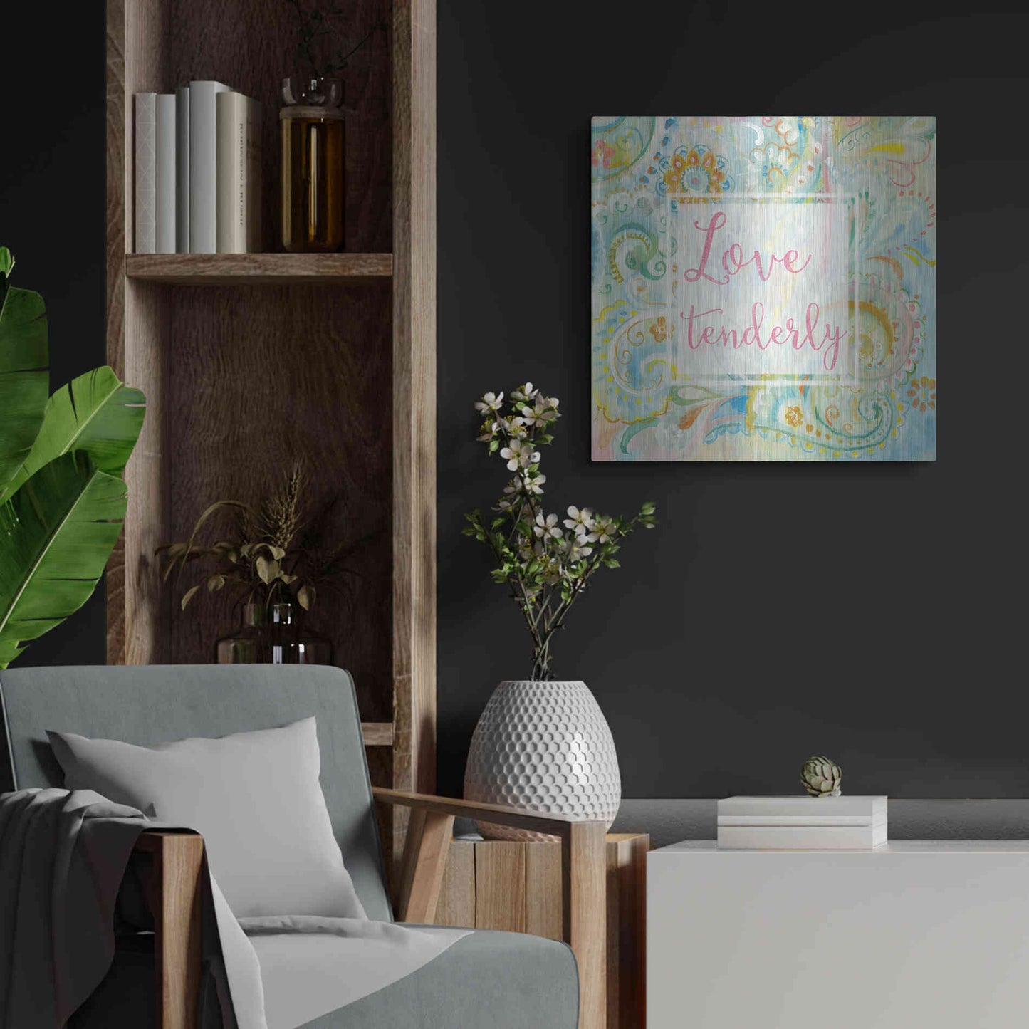 Luxe Metal Art 'Spring Dream Paisley III Pink Sentiment' by Danhui Nai, Metal Wall Art,24x24