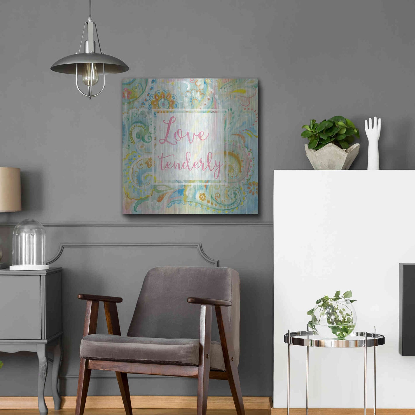 Luxe Metal Art 'Spring Dream Paisley III Pink Sentiment' by Danhui Nai, Metal Wall Art,24x24