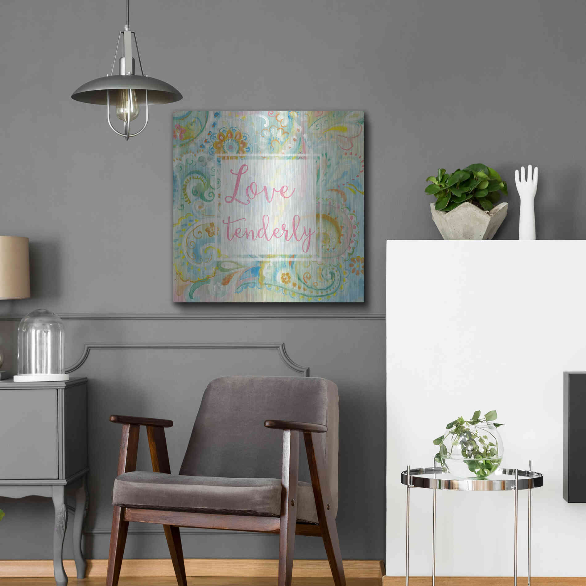 Luxe Metal Art 'Spring Dream Paisley III Pink Sentiment' by Danhui Nai, Metal Wall Art,24x24