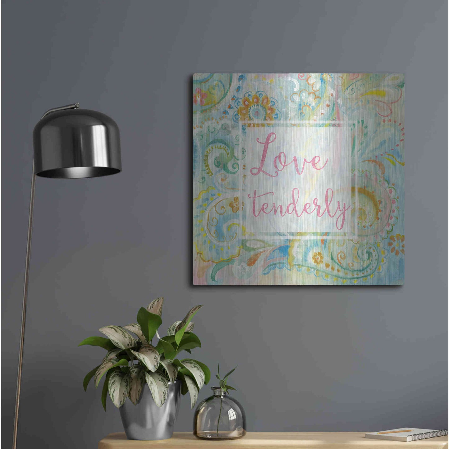 Luxe Metal Art 'Spring Dream Paisley III Pink Sentiment' by Danhui Nai, Metal Wall Art,24x24