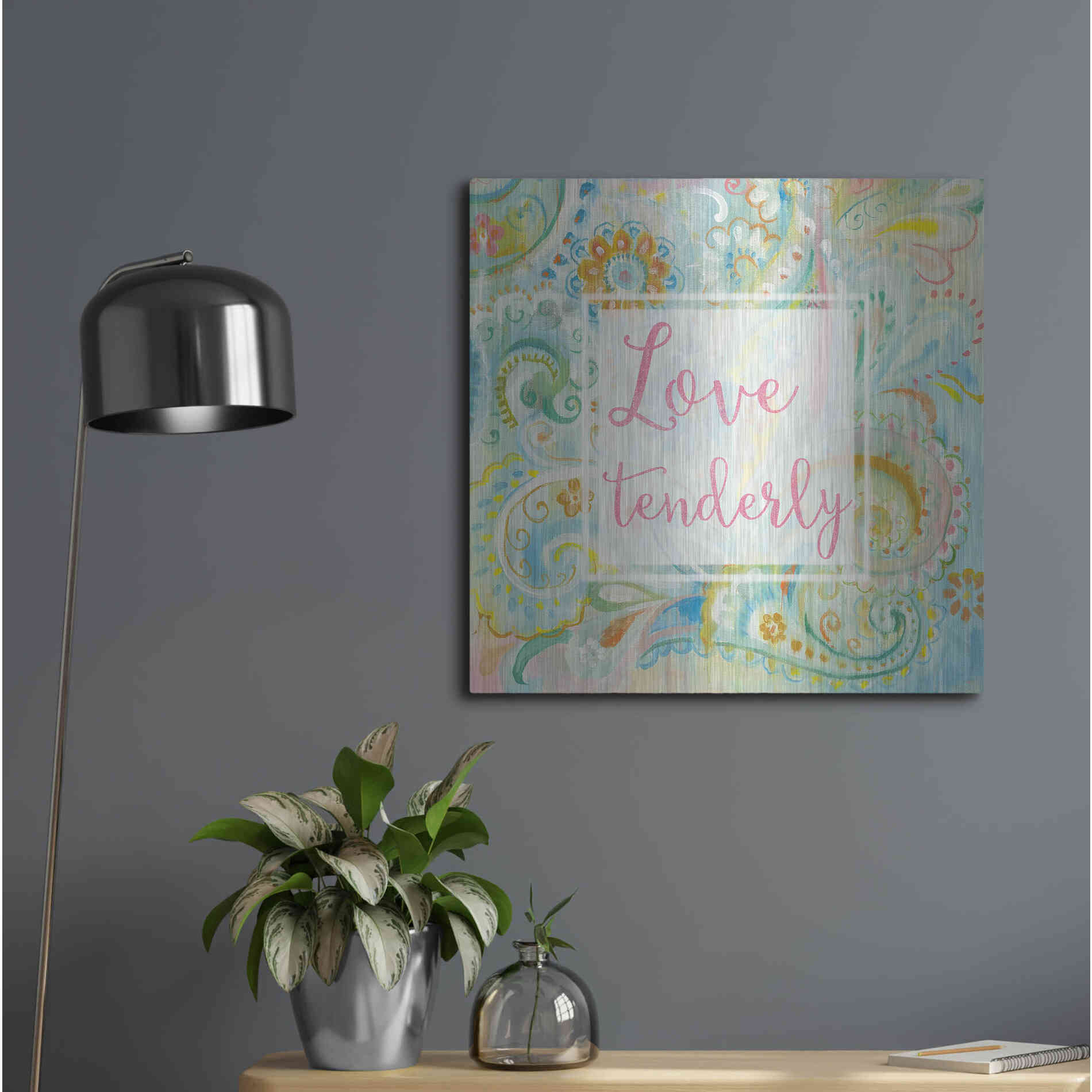Luxe Metal Art 'Spring Dream Paisley III Pink Sentiment' by Danhui Nai, Metal Wall Art,24x24