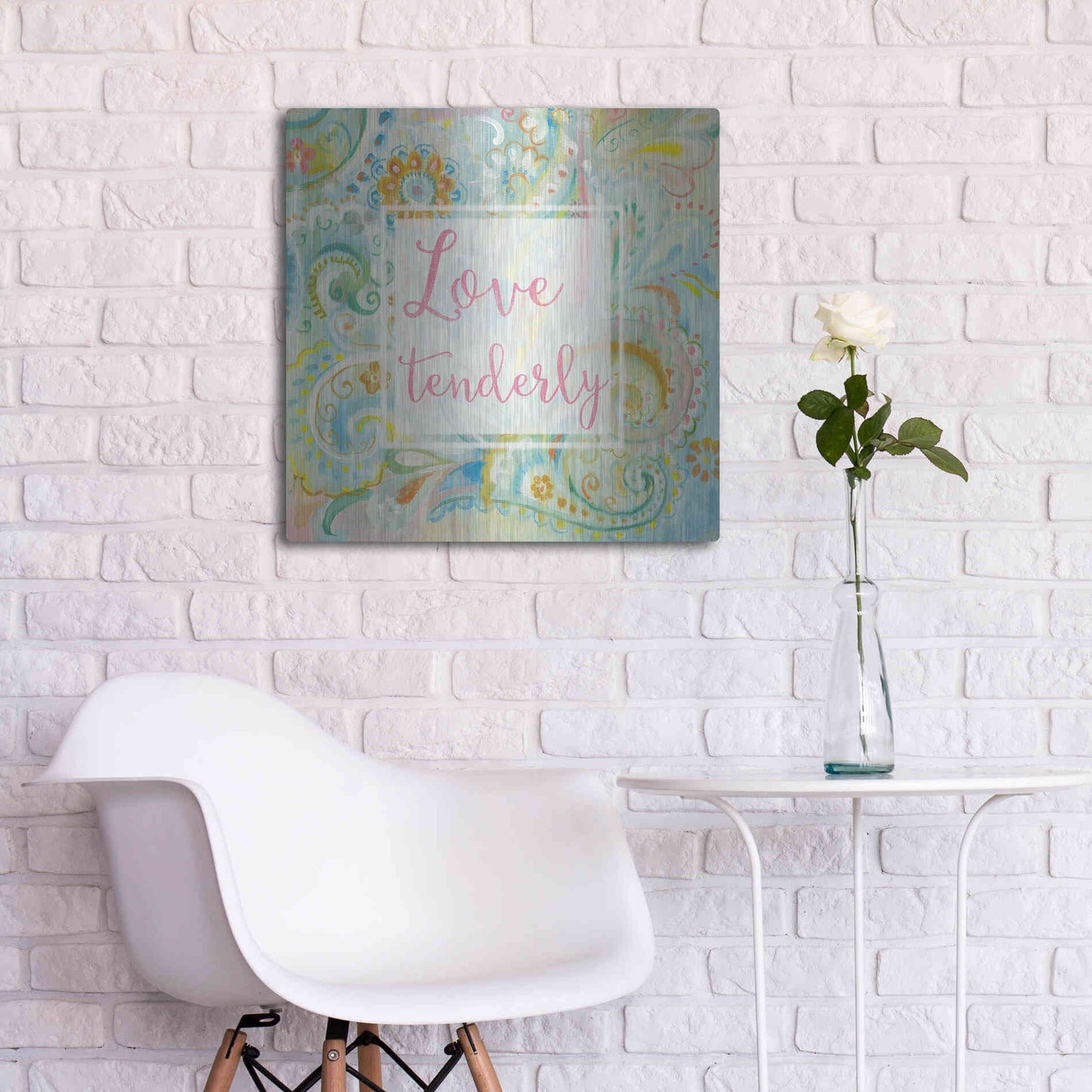 Luxe Metal Art 'Spring Dream Paisley III Pink Sentiment' by Danhui Nai, Metal Wall Art,24x24