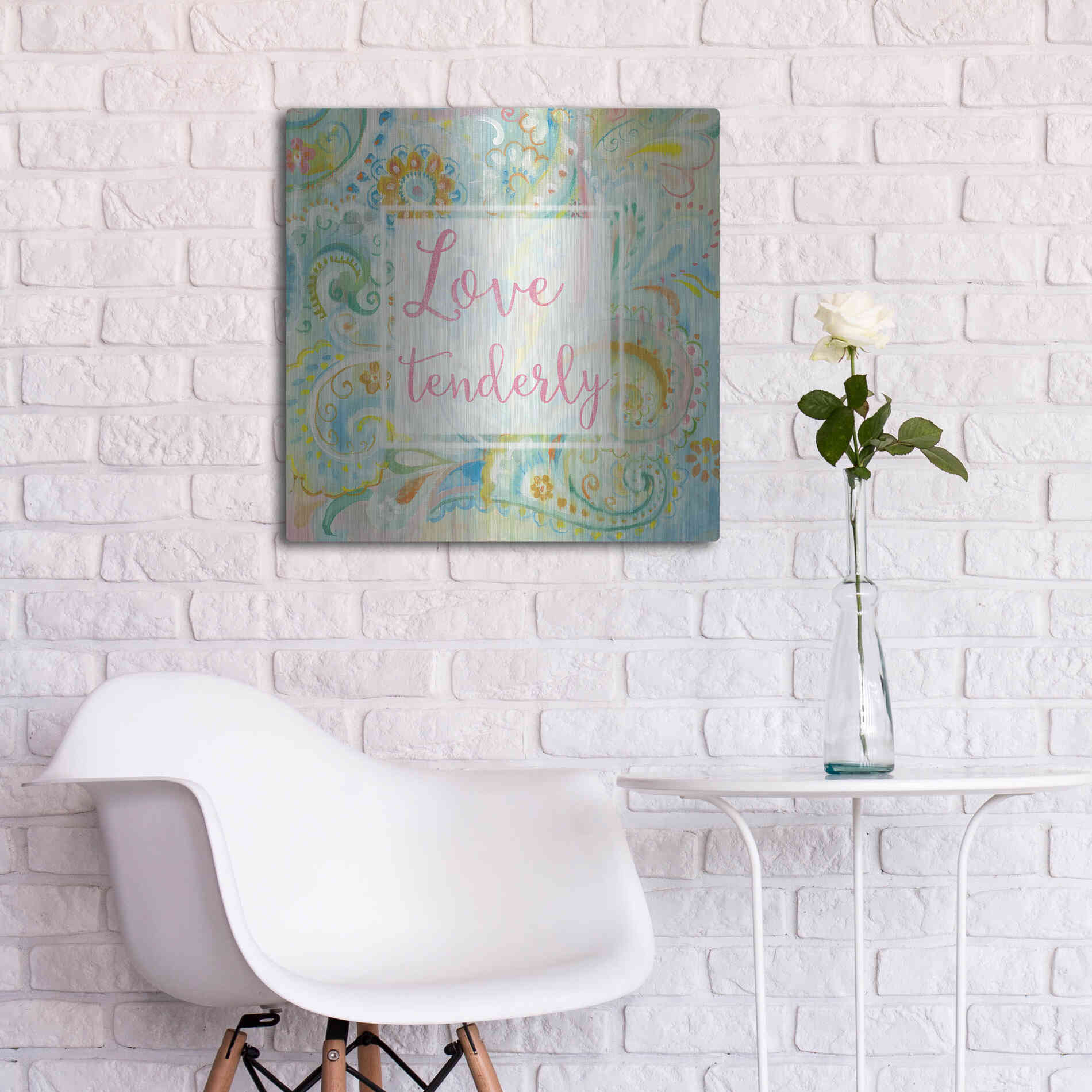 Luxe Metal Art 'Spring Dream Paisley III Pink Sentiment' by Danhui Nai, Metal Wall Art,24x24