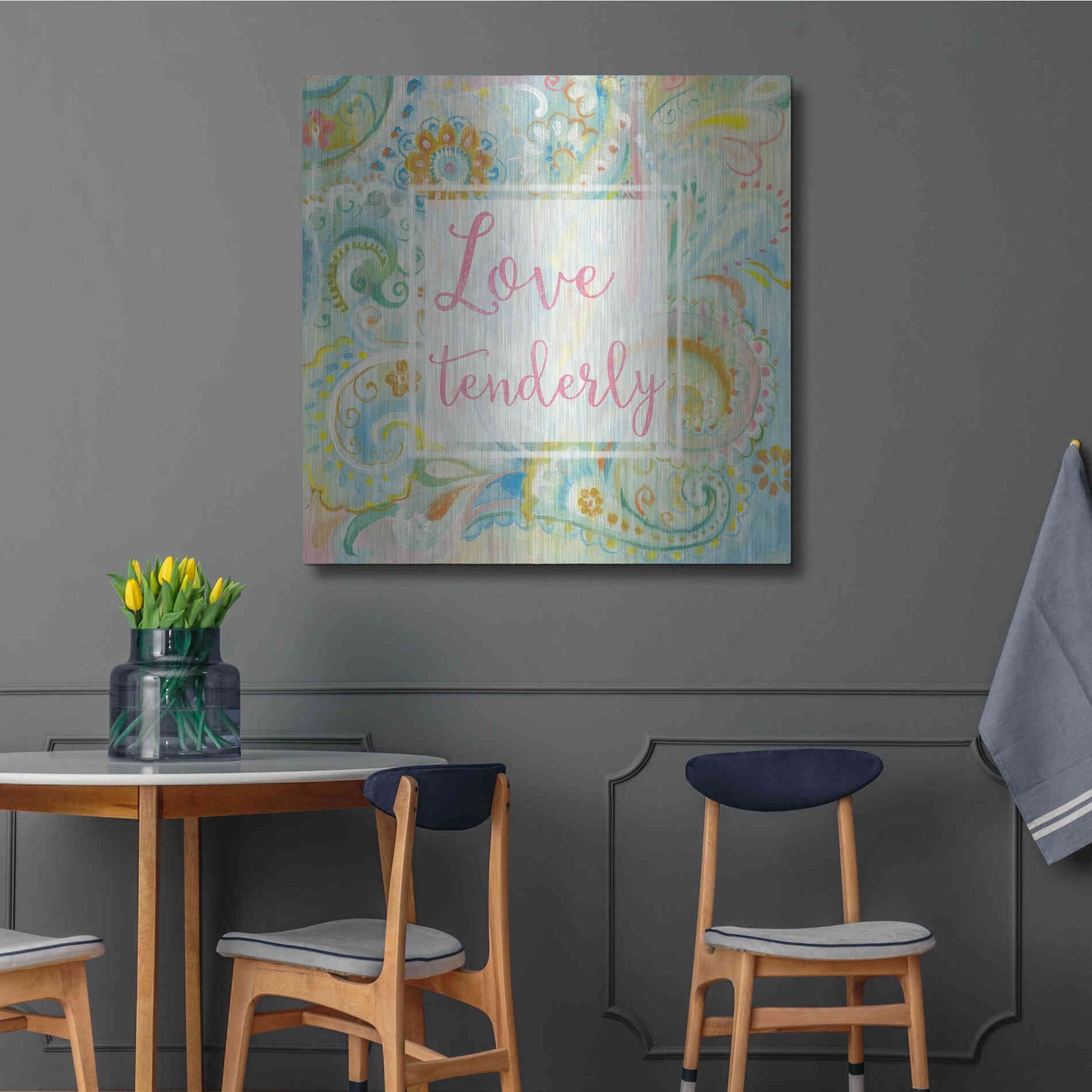 Luxe Metal Art 'Spring Dream Paisley III Pink Sentiment' by Danhui Nai, Metal Wall Art,36x36
