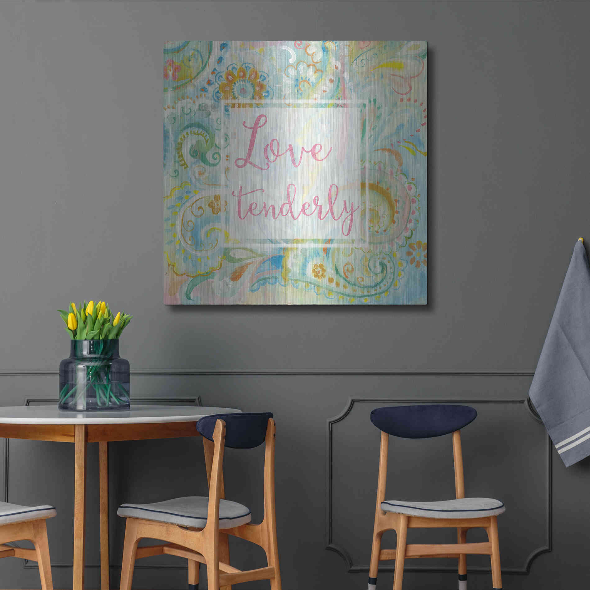 Luxe Metal Art 'Spring Dream Paisley III Pink Sentiment' by Danhui Nai, Metal Wall Art,36x36
