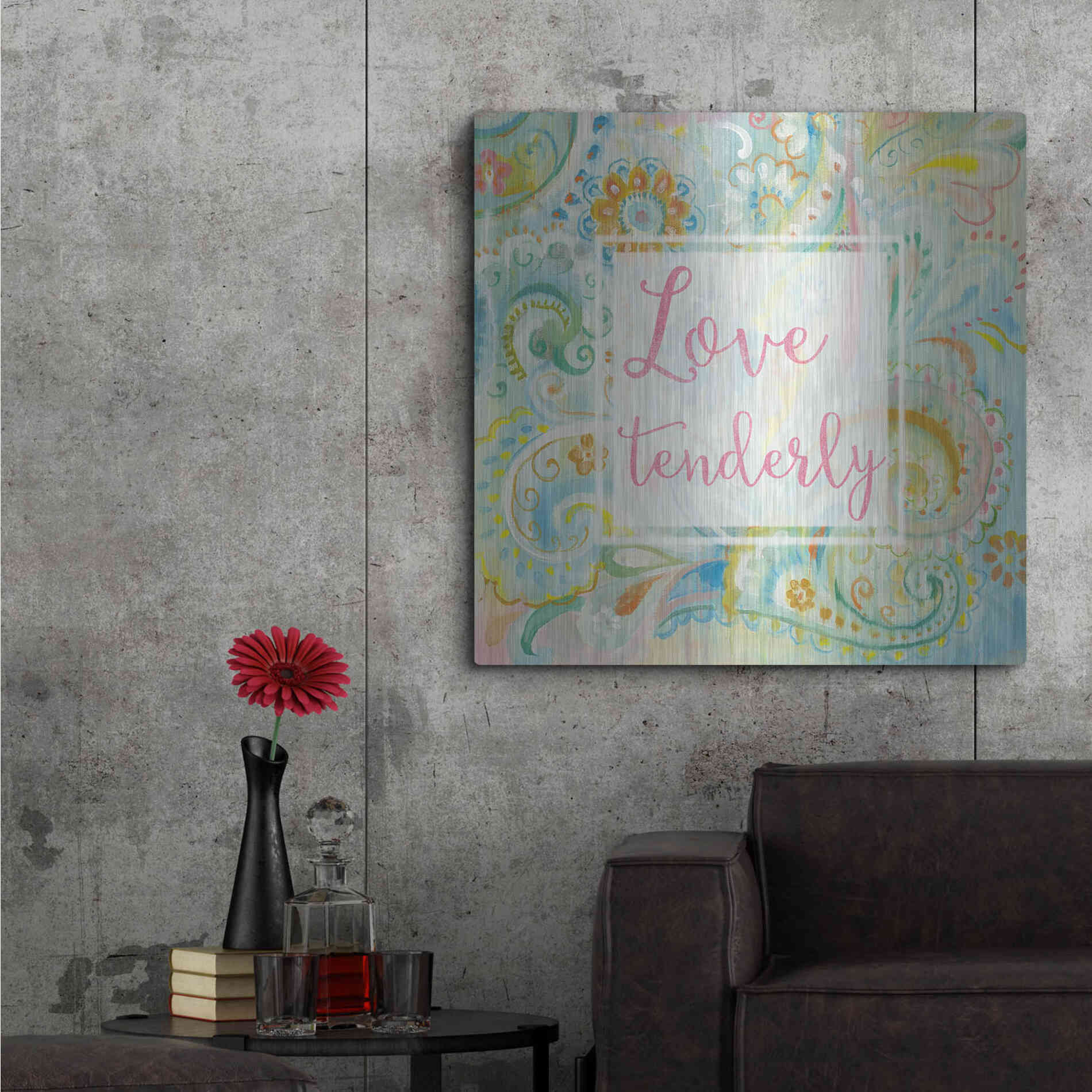 Luxe Metal Art 'Spring Dream Paisley III Pink Sentiment' by Danhui Nai, Metal Wall Art,36x36