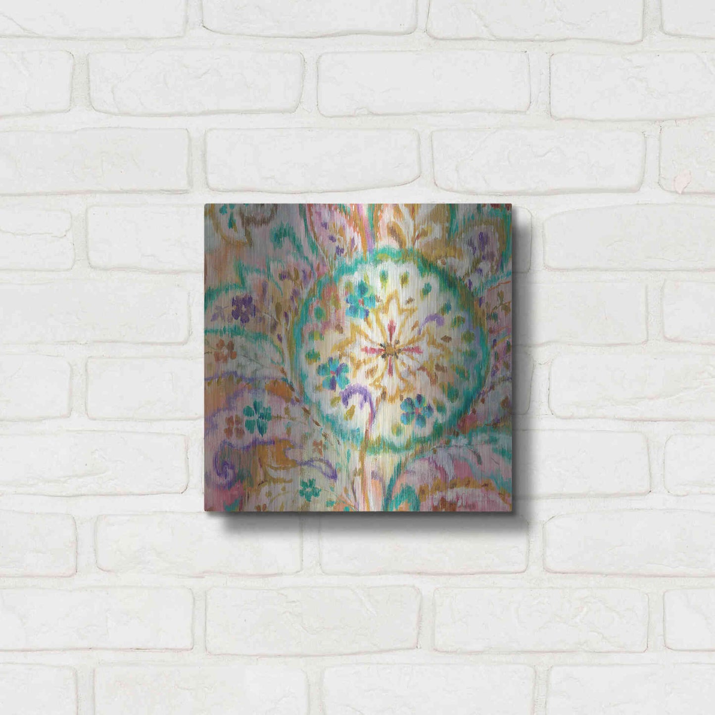 Luxe Metal Art 'Boho Paisley I Crop' by Danhui Nai, Metal Wall Art,12x12