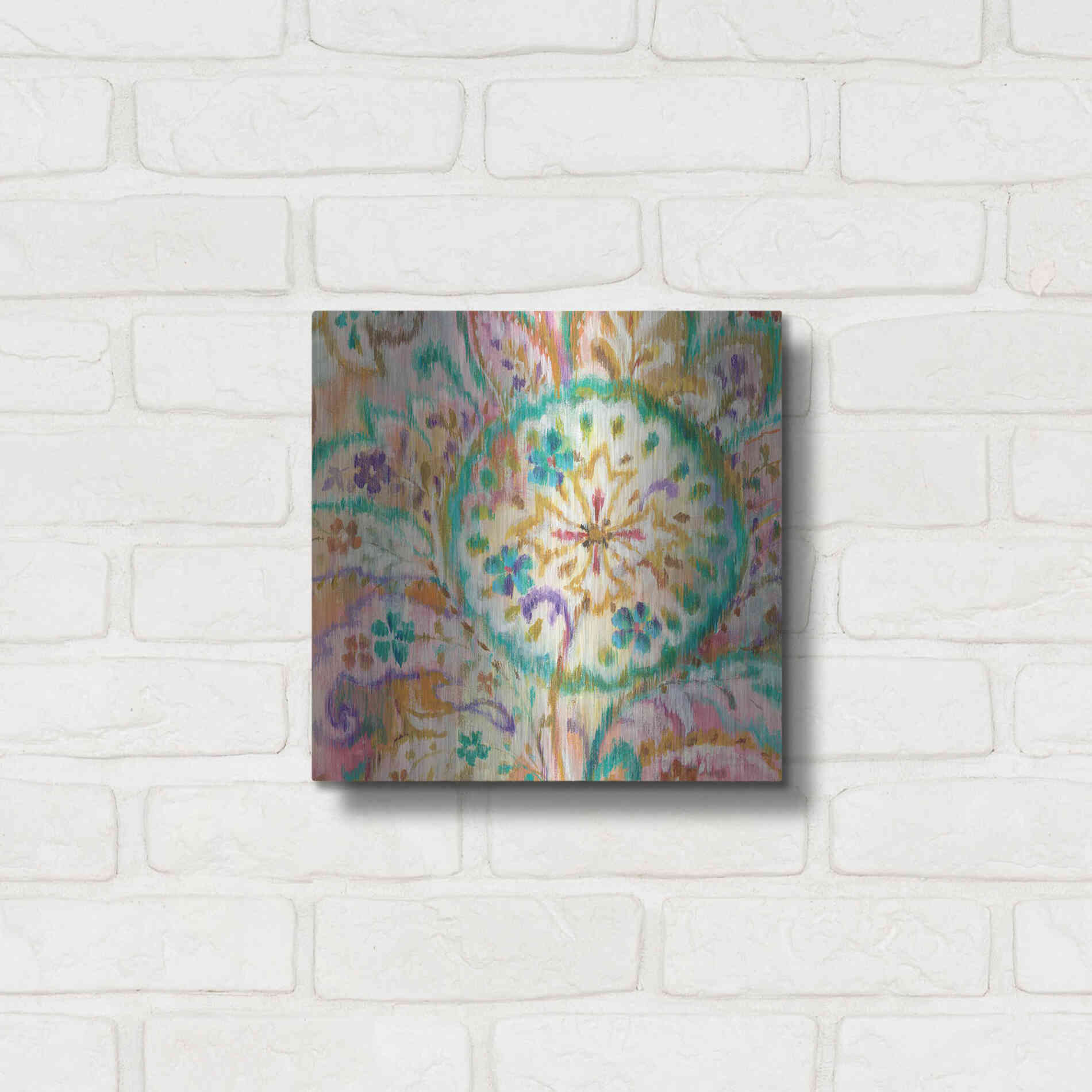 Luxe Metal Art 'Boho Paisley I Crop' by Danhui Nai, Metal Wall Art,12x12