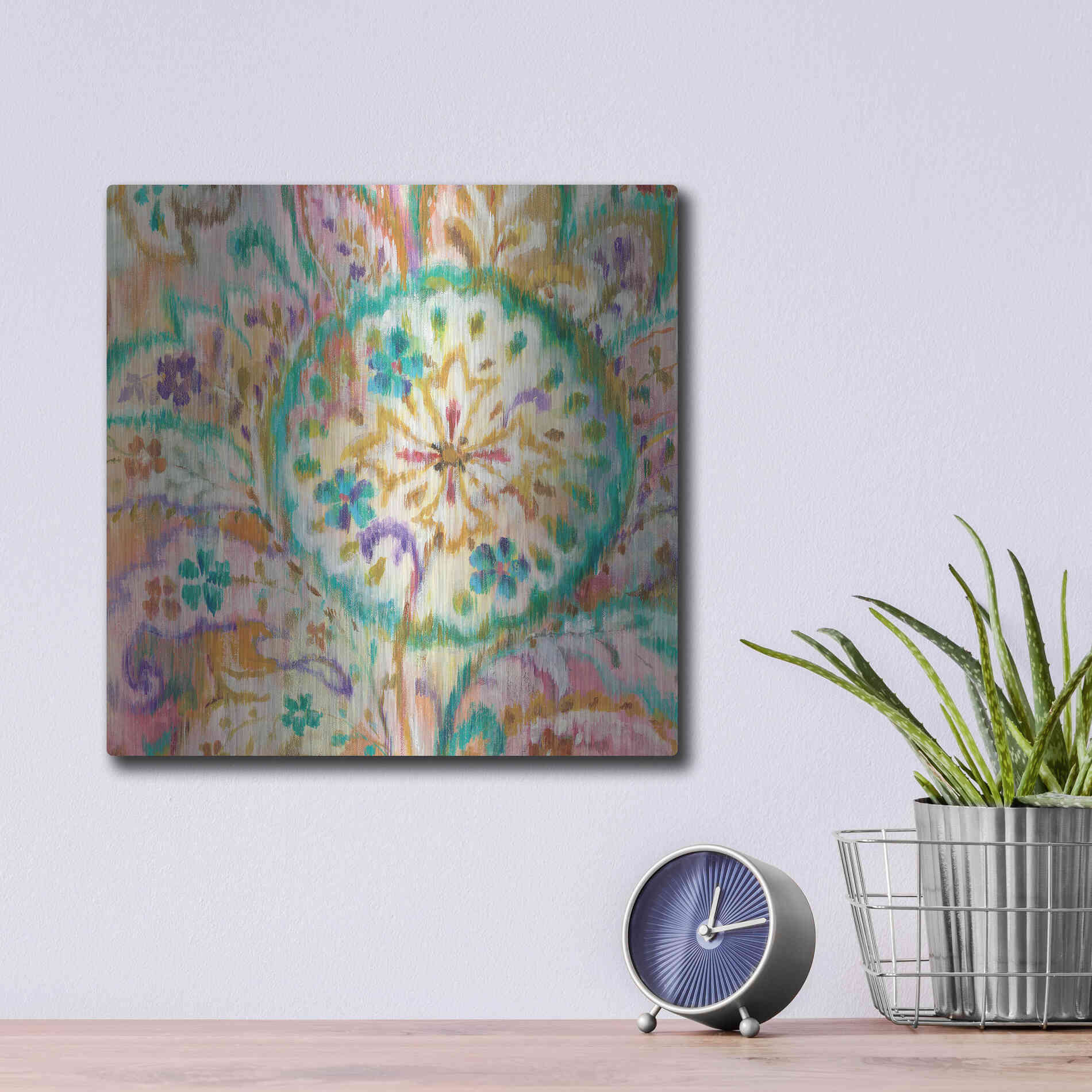 Luxe Metal Art 'Boho Paisley I Crop' by Danhui Nai, Metal Wall Art,12x12