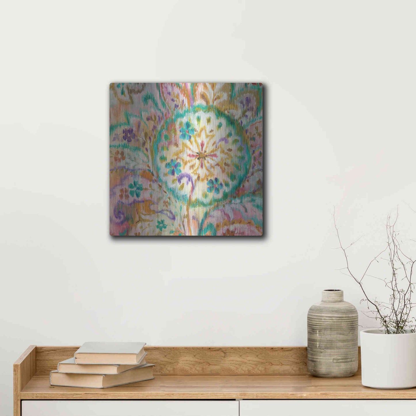 Luxe Metal Art 'Boho Paisley I Crop' by Danhui Nai, Metal Wall Art,12x12