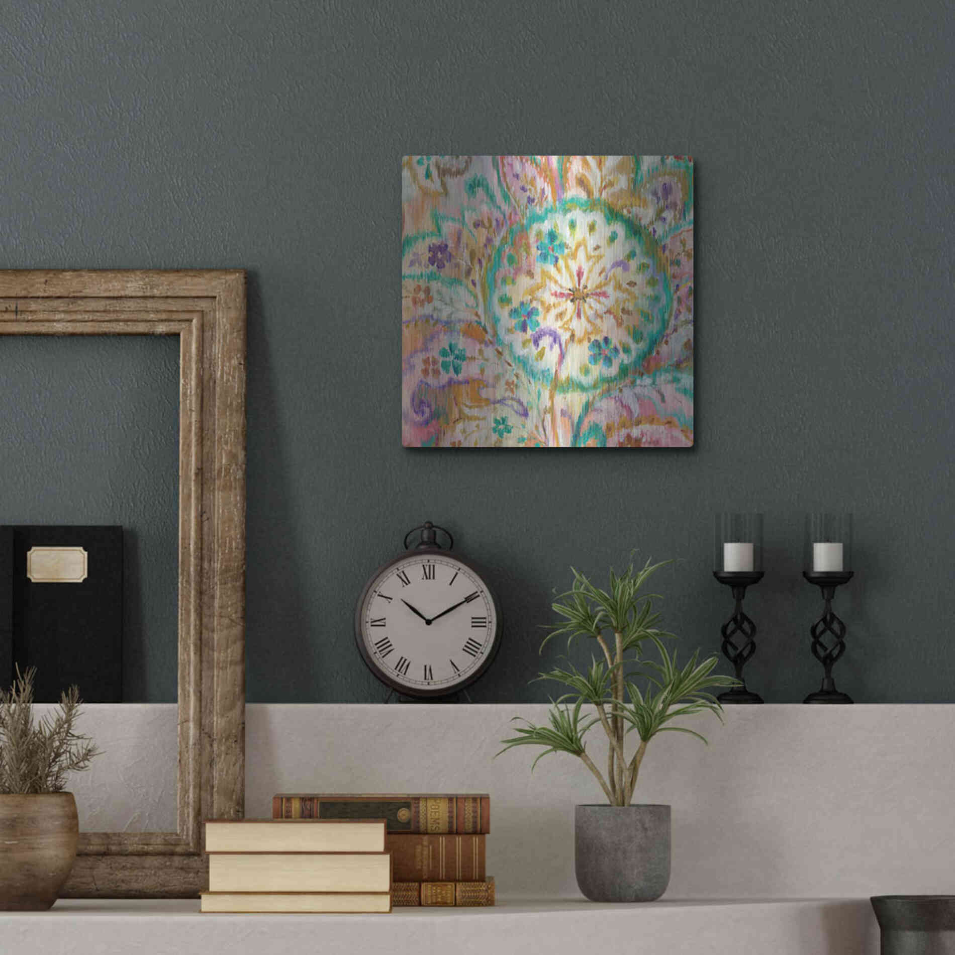Luxe Metal Art 'Boho Paisley I Crop' by Danhui Nai, Metal Wall Art,12x12