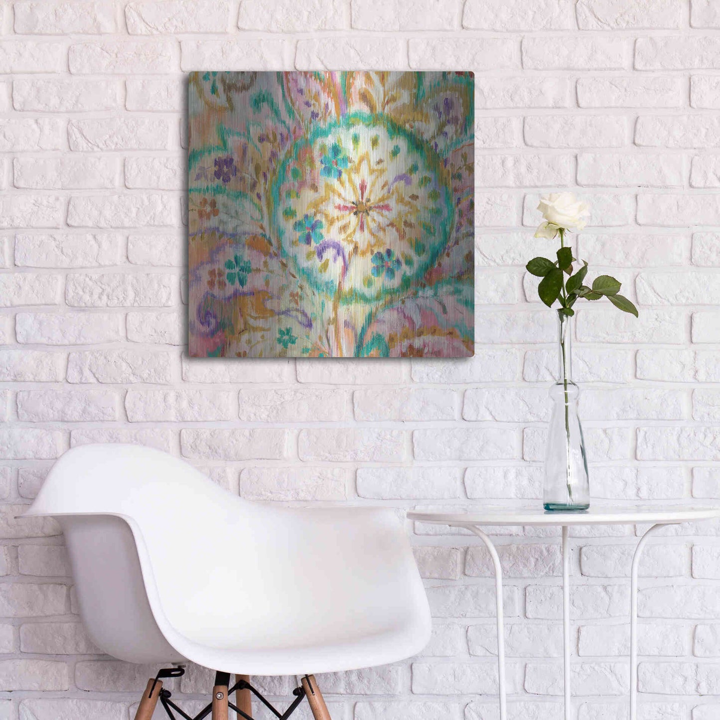 Luxe Metal Art 'Boho Paisley I Crop' by Danhui Nai, Metal Wall Art,24x24