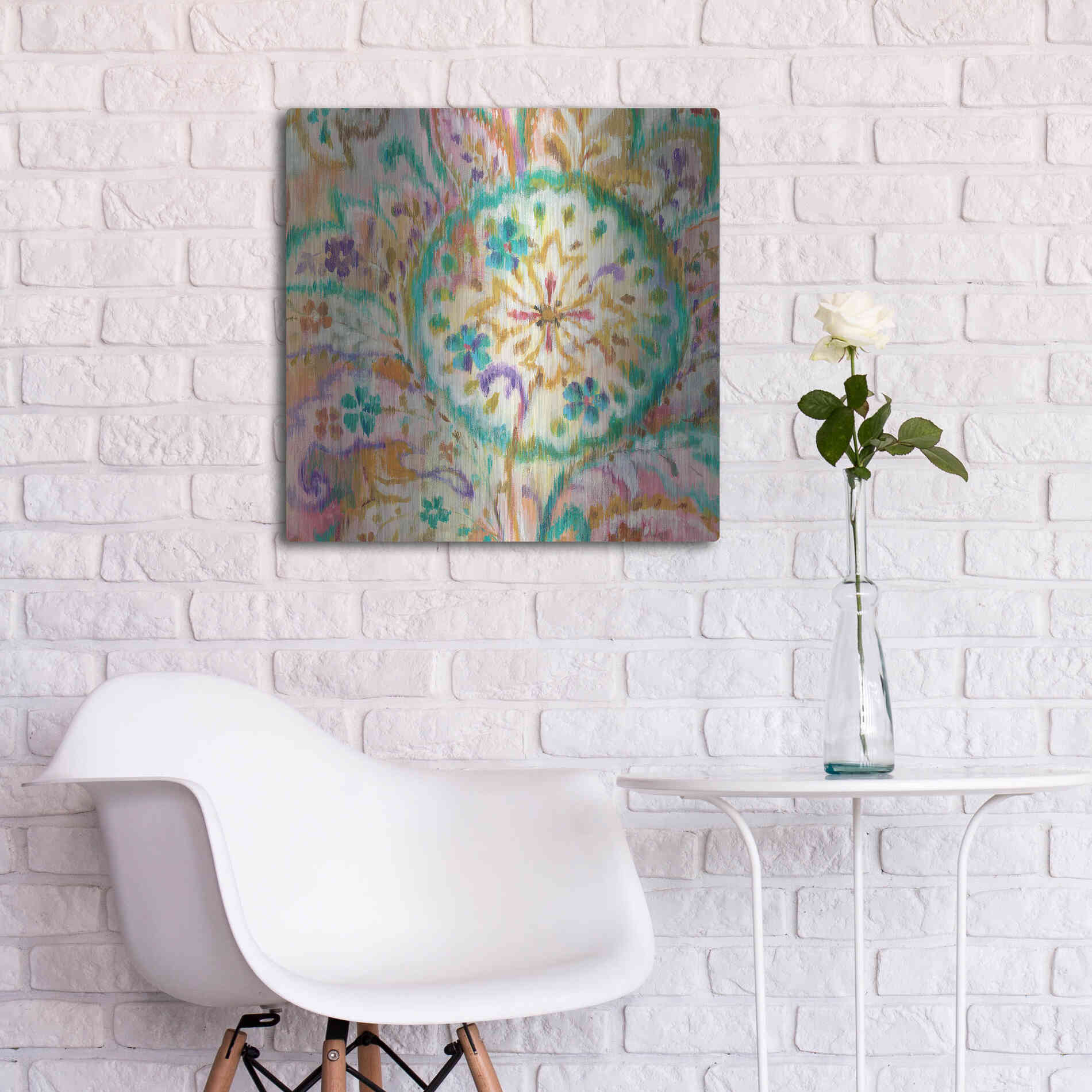 Luxe Metal Art 'Boho Paisley I Crop' by Danhui Nai, Metal Wall Art,24x24