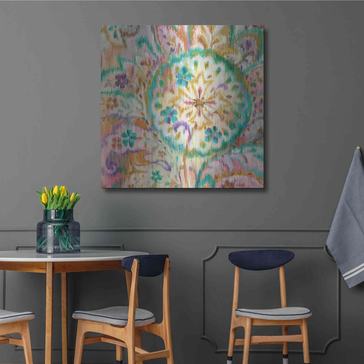 Luxe Metal Art 'Boho Paisley I Crop' by Danhui Nai, Metal Wall Art,12x12