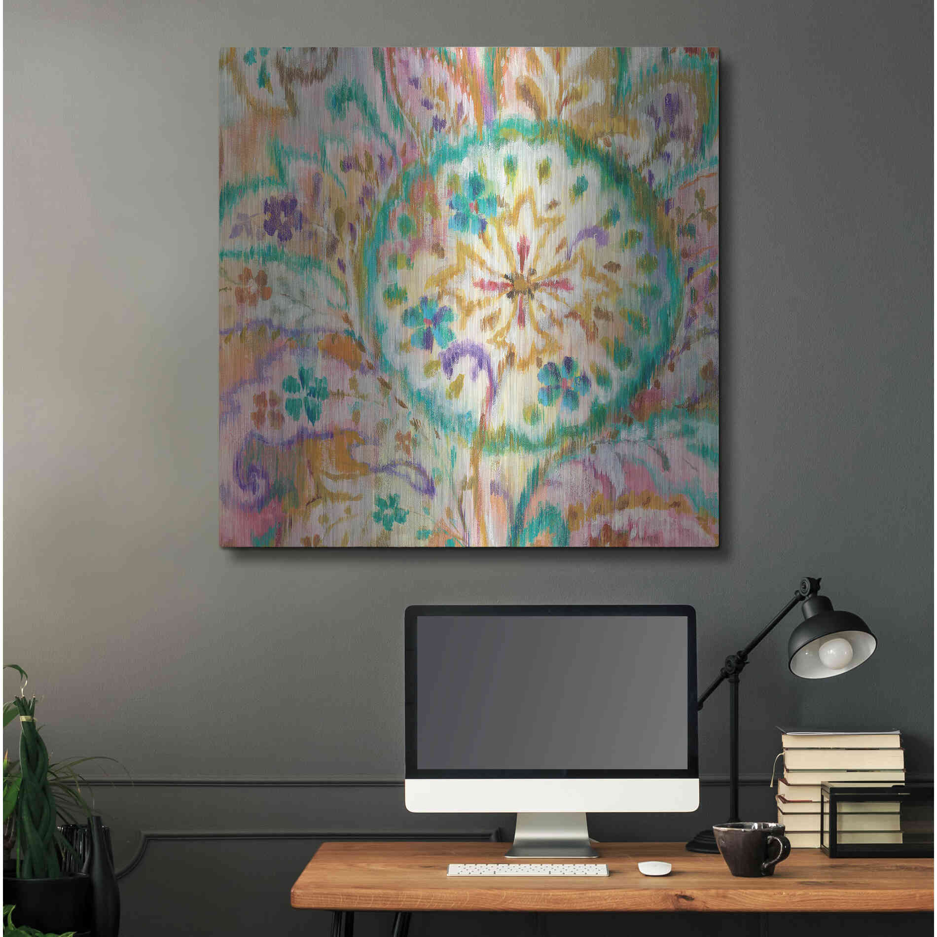 Luxe Metal Art 'Boho Paisley I Crop' by Danhui Nai, Metal Wall Art,36x36