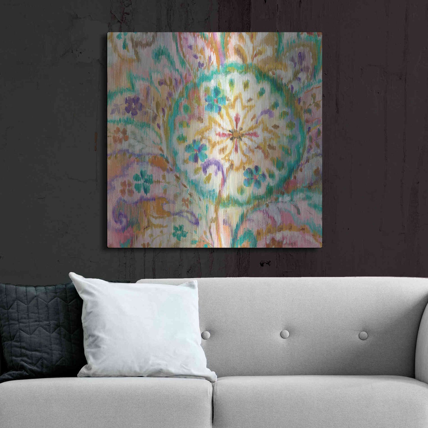 Luxe Metal Art 'Boho Paisley I Crop' by Danhui Nai, Metal Wall Art,12x12