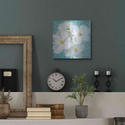 Luxe Metal Art 'Indiness Blossom Square Vintage II' by Danhui Nai, Metal Wall Art,12x12