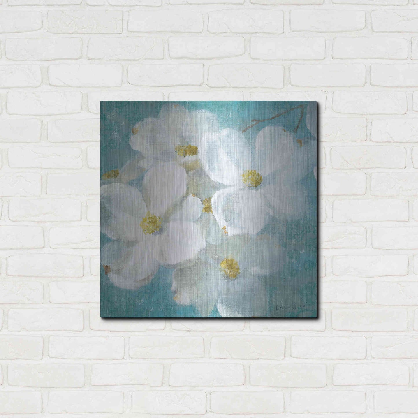 Luxe Metal Art 'Indiness Blossom Square Vintage II' by Danhui Nai, Metal Wall Art,24x24