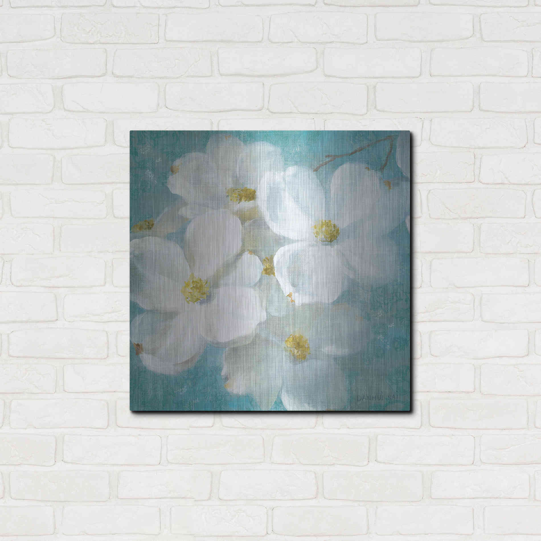 Luxe Metal Art 'Indiness Blossom Square Vintage II' by Danhui Nai, Metal Wall Art,24x24