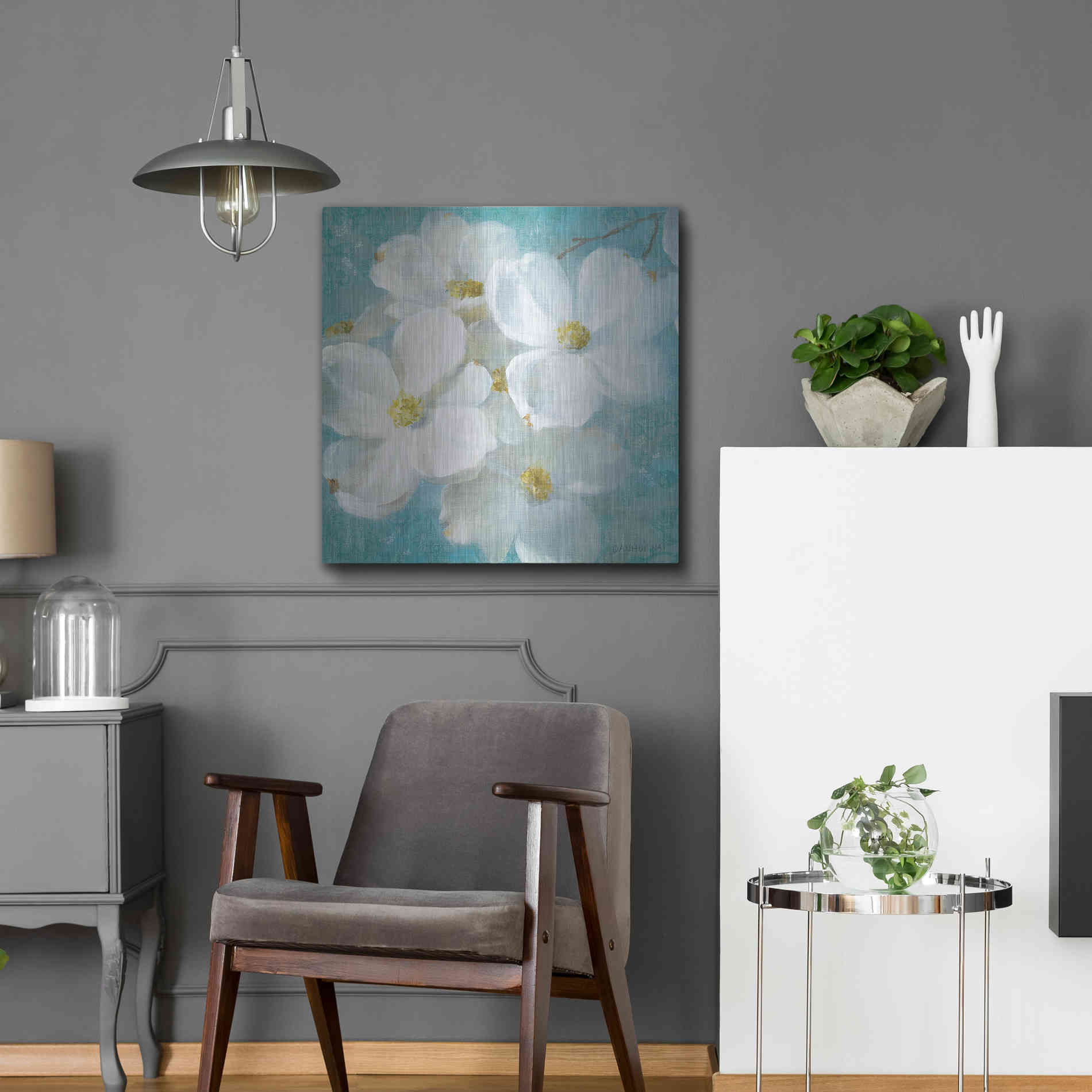 Luxe Metal Art 'Indiness Blossom Square Vintage II' by Danhui Nai, Metal Wall Art,24x24