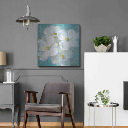 Luxe Metal Art 'Indiness Blossom Square Vintage II' by Danhui Nai, Metal Wall Art,24x24