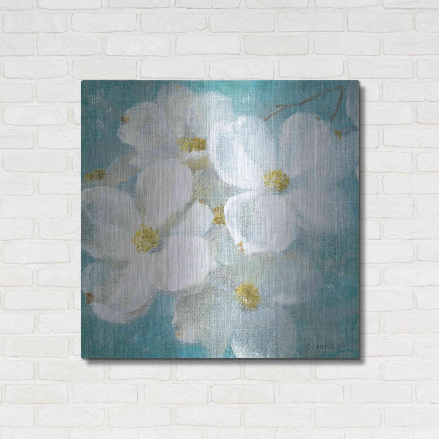 Luxe Metal Art 'Indiness Blossom Square Vintage II' by Danhui Nai, Metal Wall Art,36x36