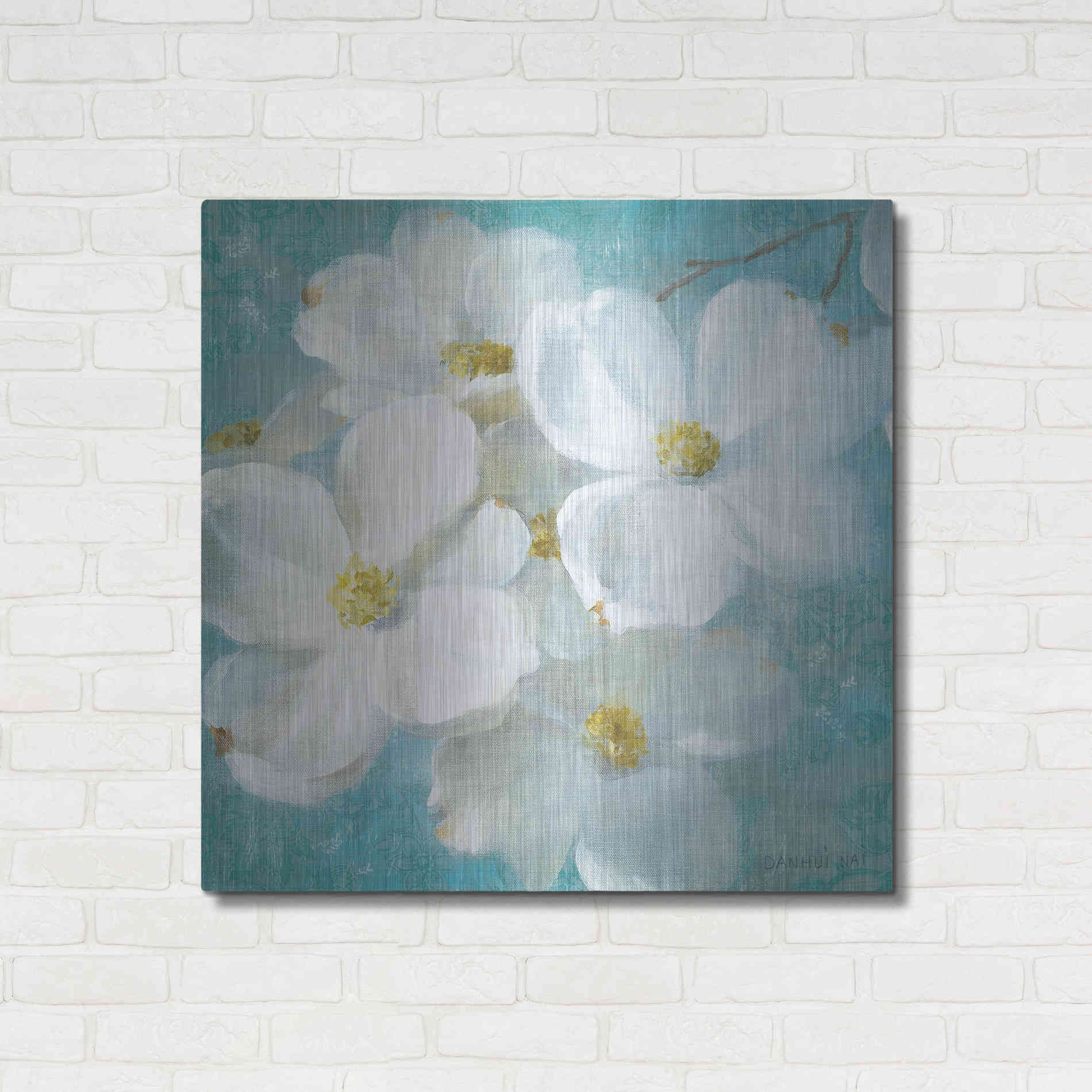 Luxe Metal Art 'Indiness Blossom Square Vintage II' by Danhui Nai, Metal Wall Art,36x36