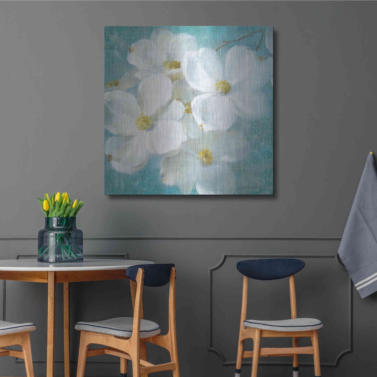 Luxe Metal Art 'Indiness Blossom Square Vintage II' by Danhui Nai, Metal Wall Art,36x36