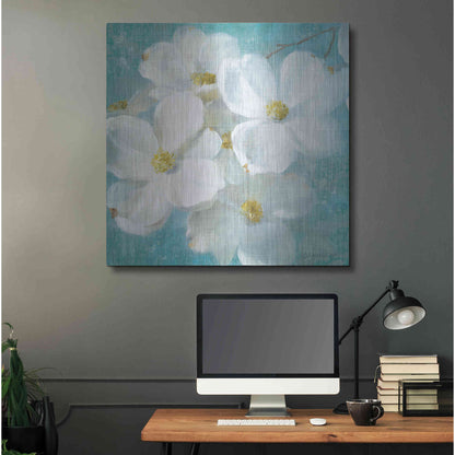 Luxe Metal Art 'Indiness Blossom Square Vintage II' by Danhui Nai, Metal Wall Art,36x36