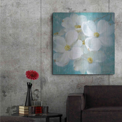 Luxe Metal Art 'Indiness Blossom Square Vintage II' by Danhui Nai, Metal Wall Art,36x36
