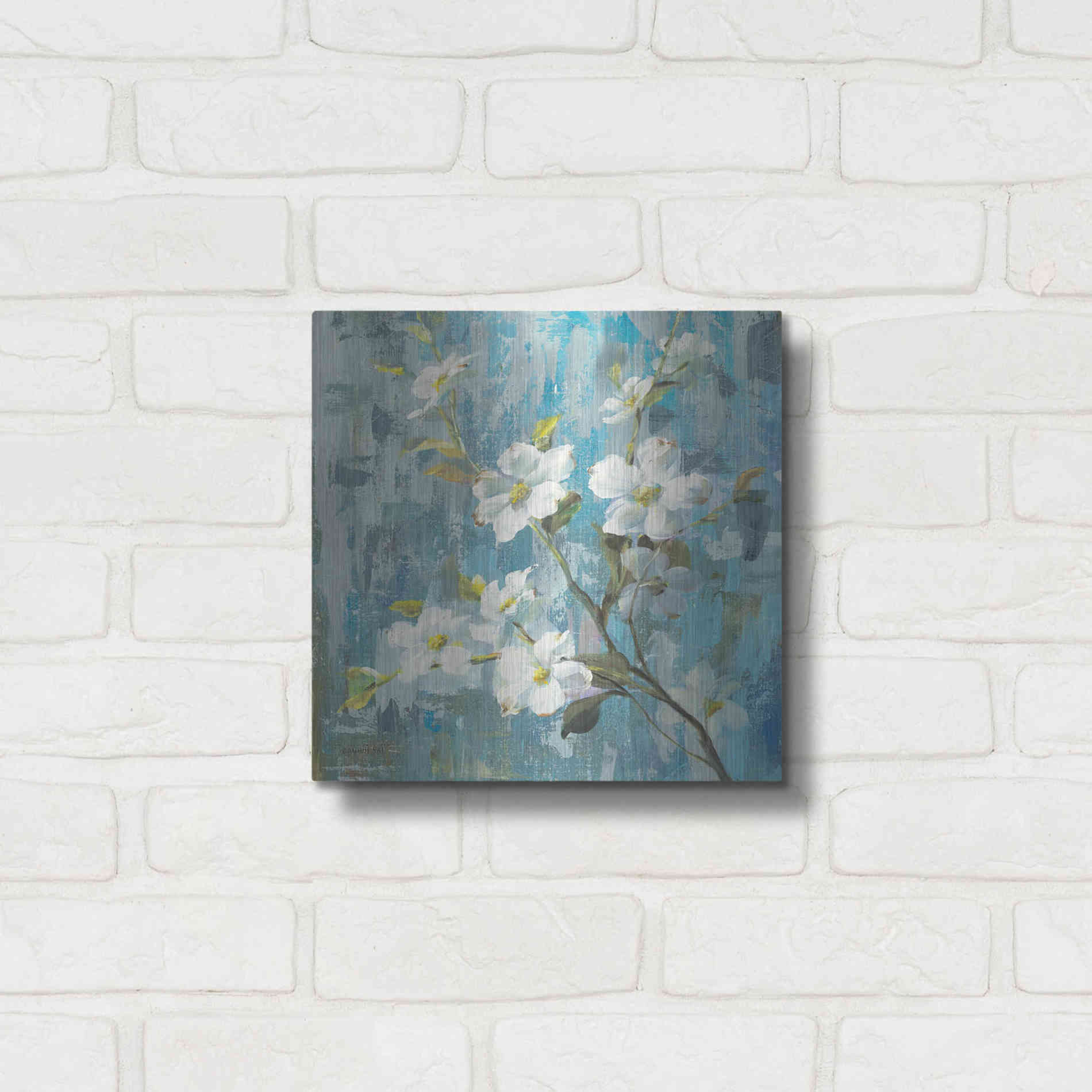 Luxe Metal Art 'Graceful Magnolia II' by Danhui Nai, Metal Wall Art,12x12