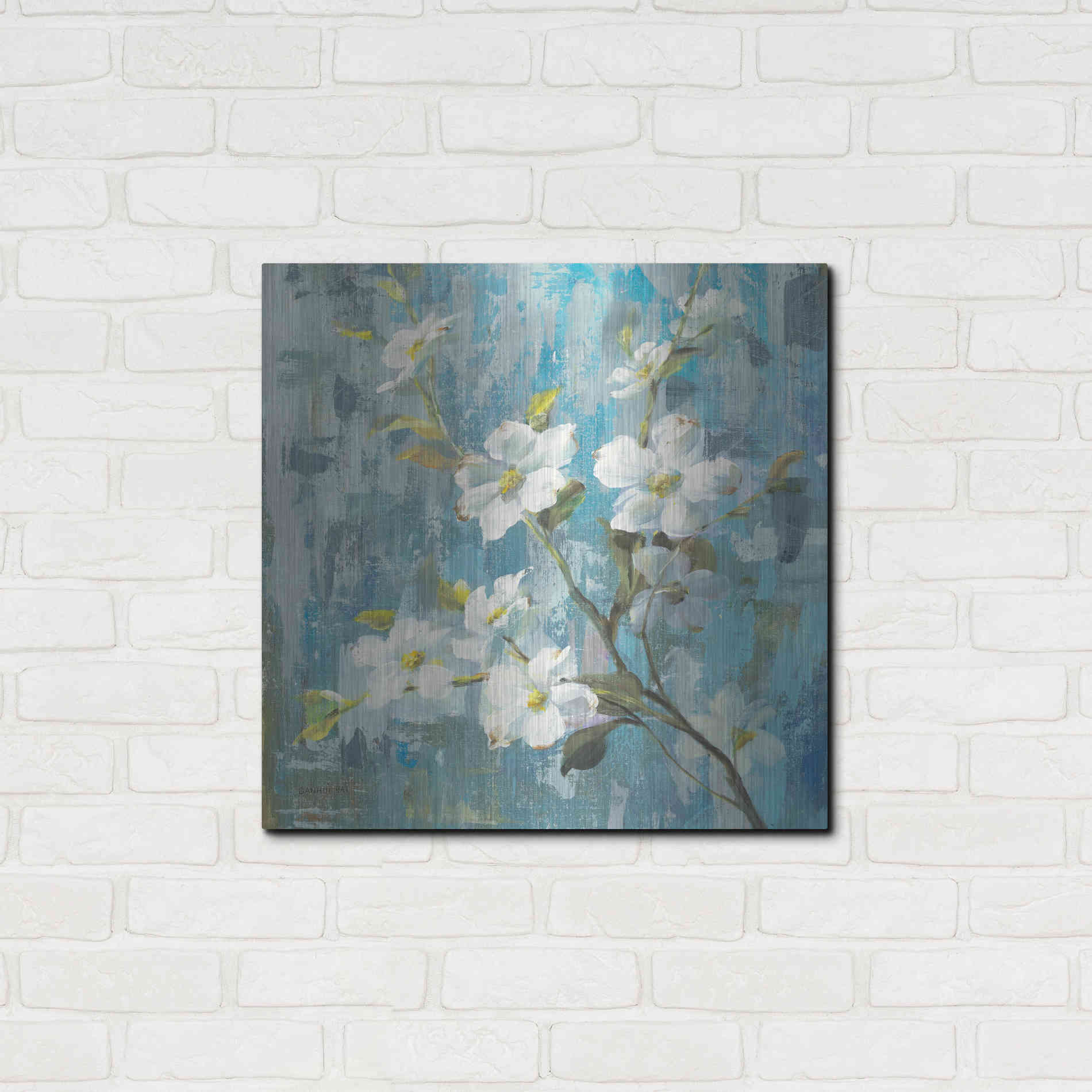 Luxe Metal Art 'Graceful Magnolia II' by Danhui Nai, Metal Wall Art,24x24