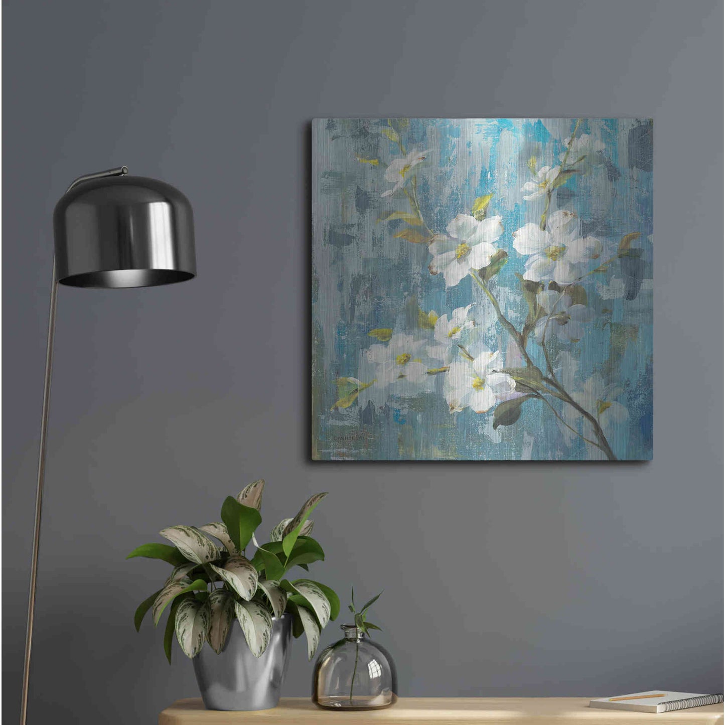 Luxe Metal Art 'Graceful Magnolia II' by Danhui Nai, Metal Wall Art,24x24