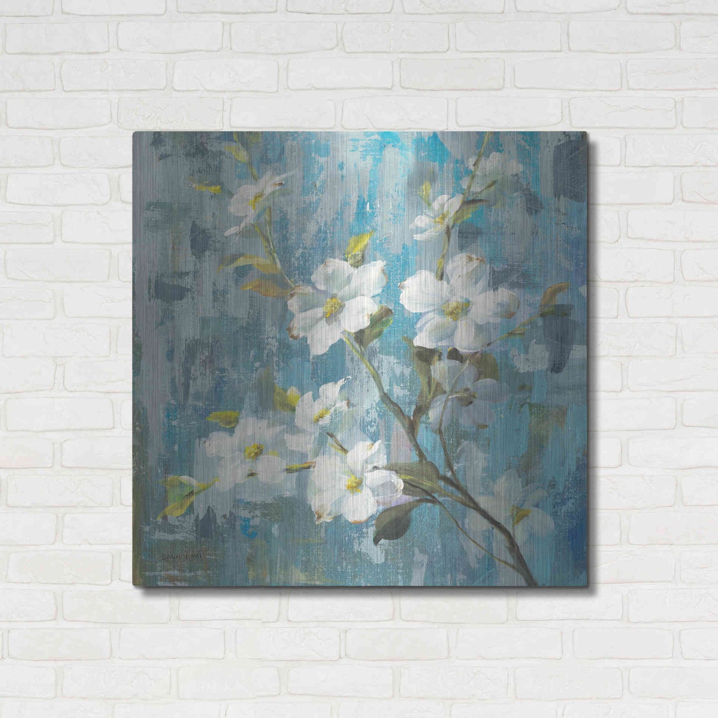 Luxe Metal Art 'Graceful Magnolia II' by Danhui Nai, Metal Wall Art,36x36