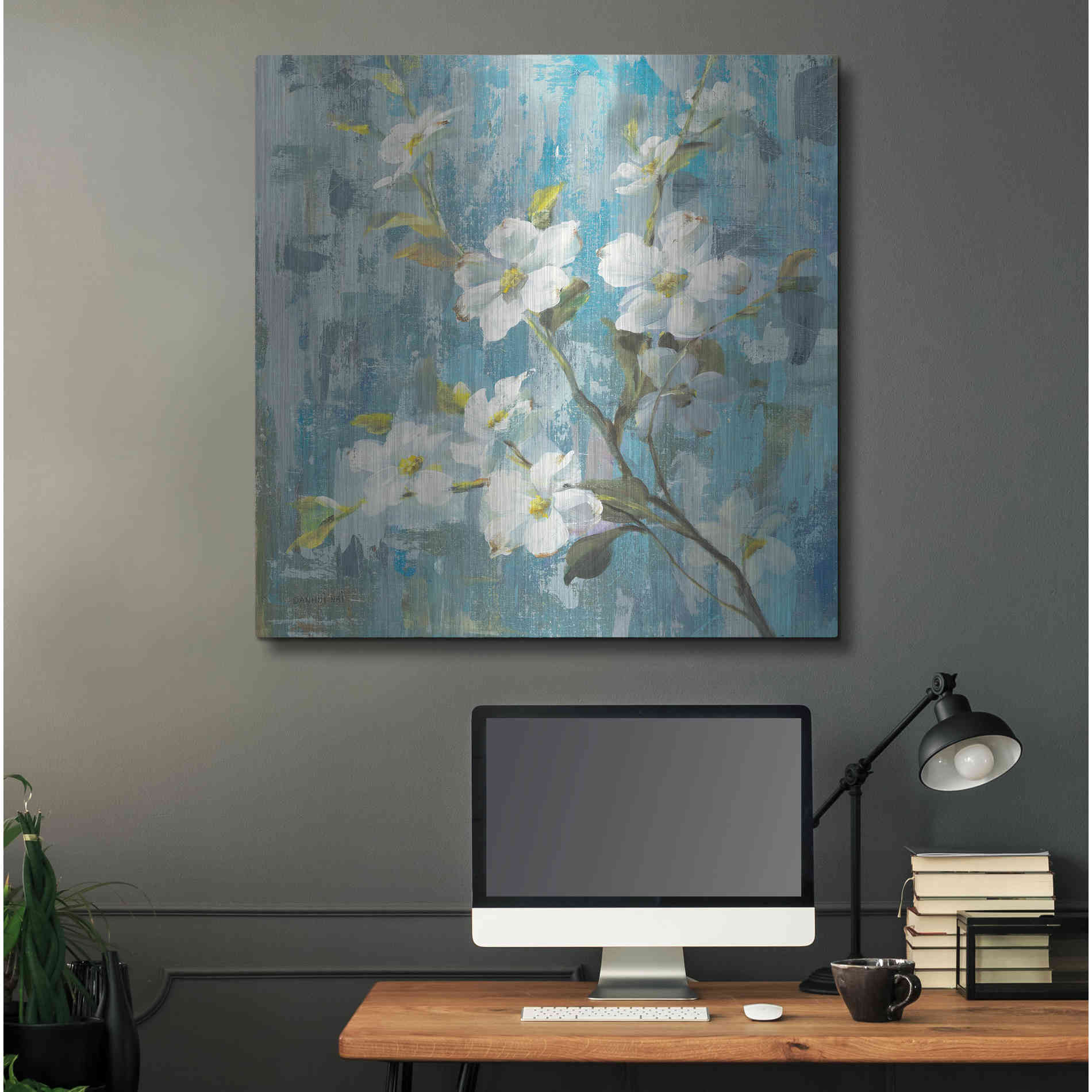 Luxe Metal Art 'Graceful Magnolia II' by Danhui Nai, Metal Wall Art,36x36