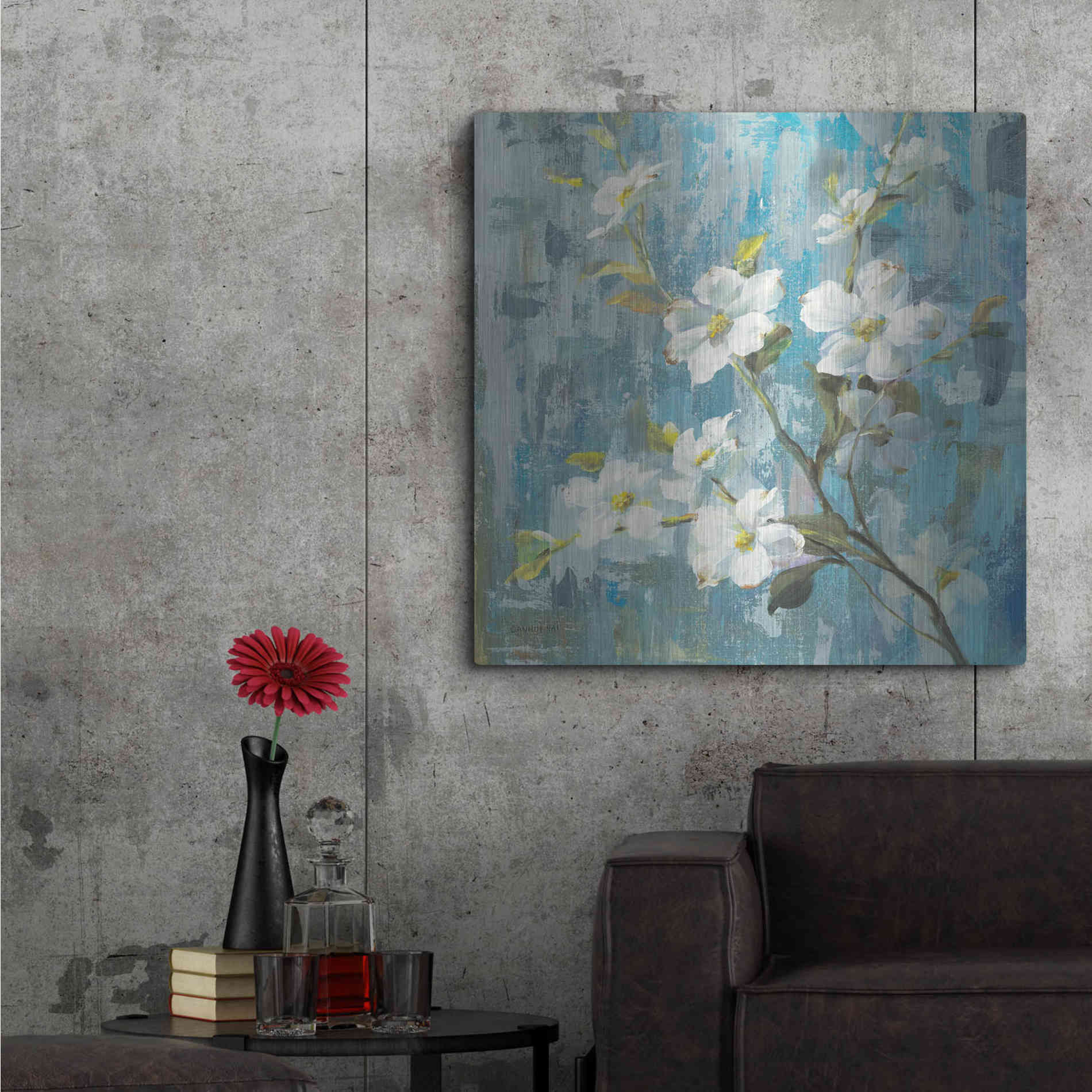 Luxe Metal Art 'Graceful Magnolia II' by Danhui Nai, Metal Wall Art,36x36